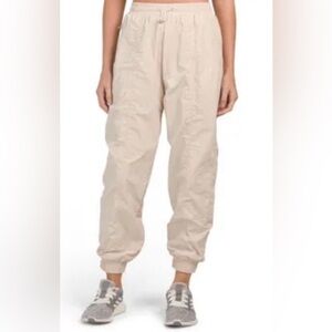 NWT Wilo the Label Parachute Cream Beige Mesh Lined Joggers Track Pants Sz S